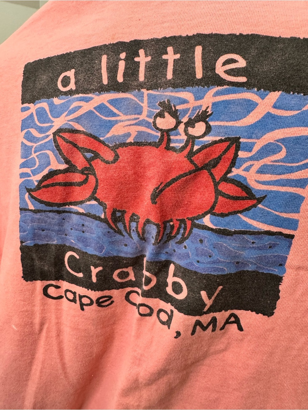 Vintage Adult Pink 'A Little Crabby' Graphic Tee Sz lg